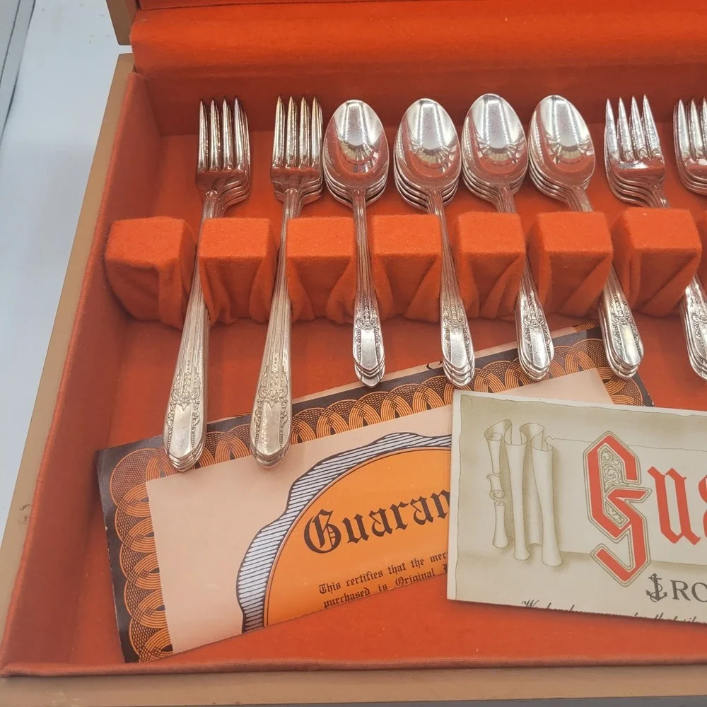 Vtg 8 Pl‎ Setting Rogers IS Reflection Silver Plate Flatware 50 piece With Box
